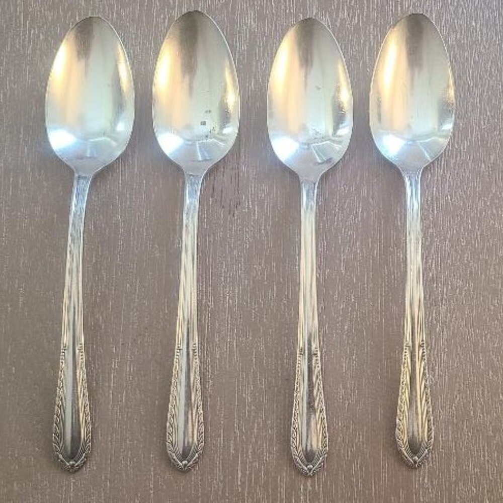Wm Rogers Vintage 1930's Ladyship Pattern Tablespoons (4) Silverplate Art Deco